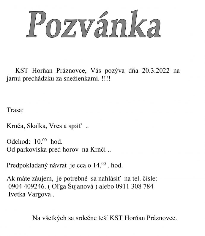 Pozvankaá za snezienkami-20.3.2022 ..